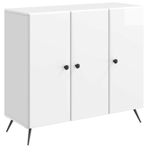 Служебен шкаф Бял гланц 89 x 34,5 x 80 см Инженерна дървесина