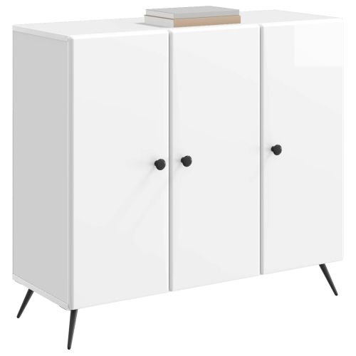 Служебен шкаф Бял гланц 89 x 34,5 x 80 см Инженерна дървесина