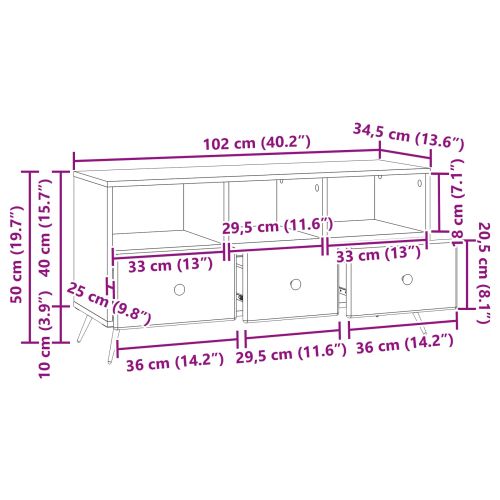 ТВ шкаф Бял гланц 102 x 34,5 x 50 см Инженерна дървесина