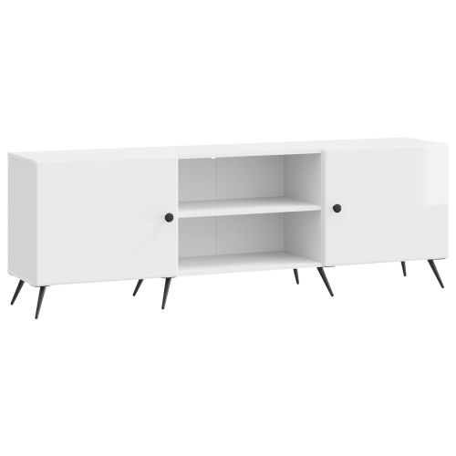 ТВ шкаф Бял гланц 150 x 31 x 50 см Инженерна дървесина
