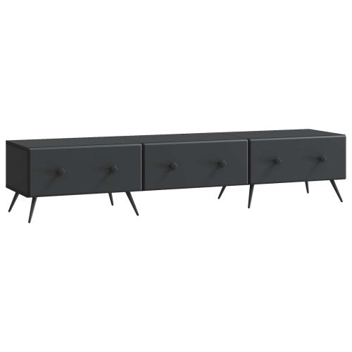 ТВ шкаф с чекмедже Черно 147 x 34,5 x 30 см Инженерна дървесина