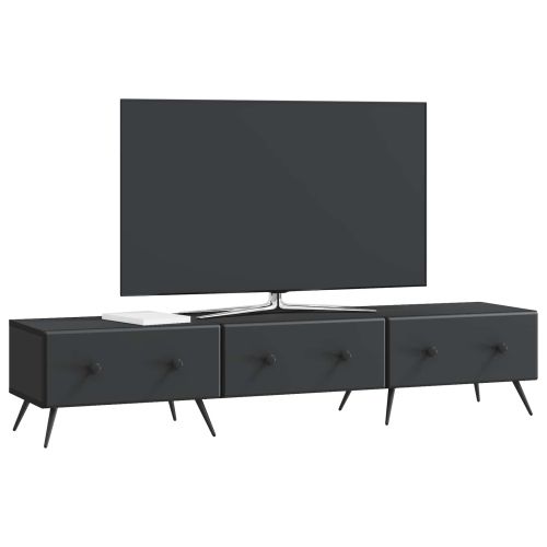 ТВ шкаф с чекмедже Черно 147 x 34,5 x 30 см Инженерна дървесина