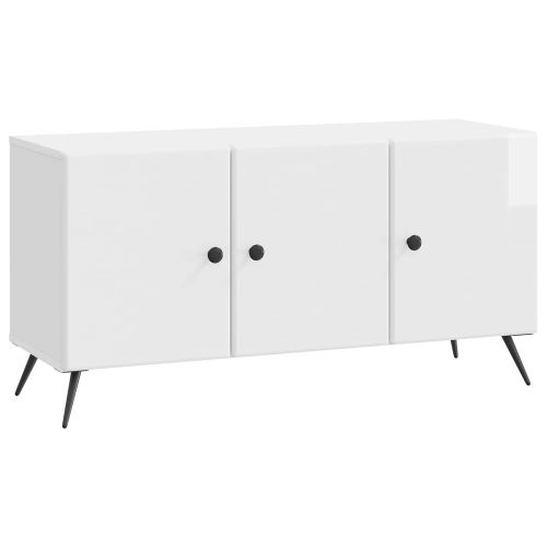 ТВ шкаф Бял гланц 99 x 34,5 x 50 см Инженерна дървесина
