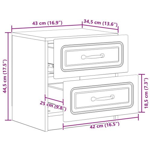 Нощен шкаф 2 pcs Черно 43 x 34,5 x 44,5 см Инженерна дървесина
