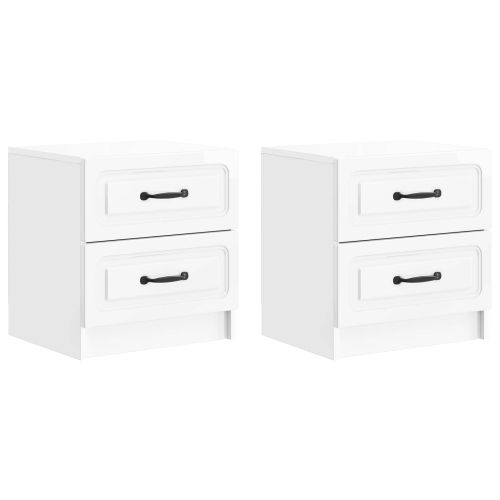 Нощен шкаф с чекмедже 2 pcs Бял гланц 43 x 34,5 x 44,5 см