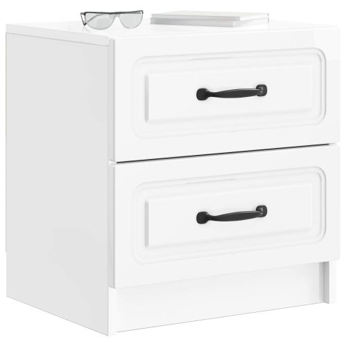 Нощен шкаф с чекмедже 2 pcs Бял гланц 43 x 34,5 x 44,5 см
