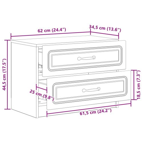 Нощен шкаф Бетонно сиво 62 x 34,5 x 44,5 см Инженерна дървесина