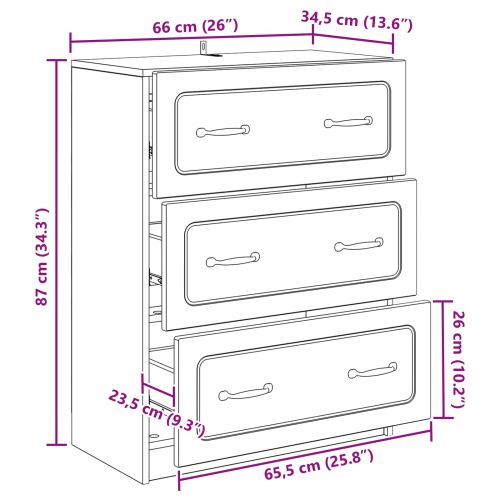 Чекмеджетен шкаф Черно 66 x 34,5 x 87 см Инженерна дървесина