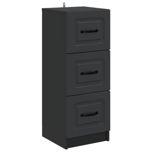Чекмеджетен шкаф Черно 33 x 34,5 x 87 см Инженерна дървесина
