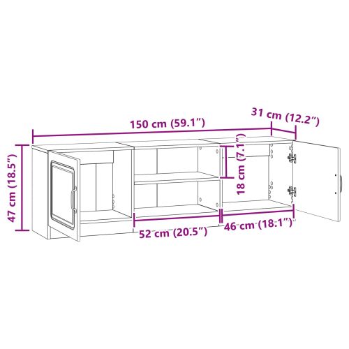 ТВ шкаф Черно 150 x 31 x 47 см Инженерна дървесина
