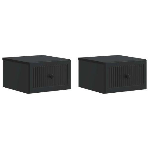 Спален шкаф с монтаж на стена 2 pcs Черно 33 x 34,5 x 20 см