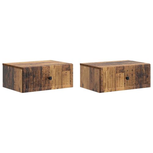 Нощен шкаф с чекмедже 2 pcs Старо дърво 49 x 34,5 x 20 см