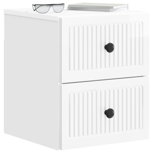Спален шкаф с монтаж на стена 2 pcs Бял гланц 33 x 34,5 x 40 см