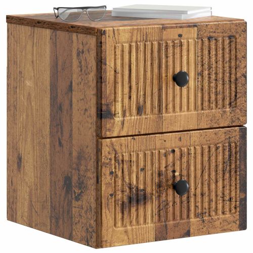 Спален шкаф с монтаж на стена с чекмедже 2 pcs Старо дърво