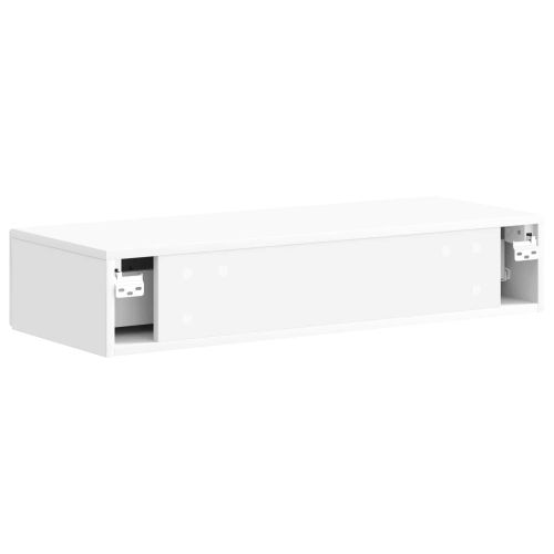 Стенен страничен масичка Бял гланц 87,5 x 34,5 x 17 см