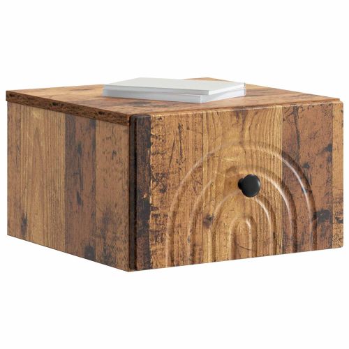 Спален шкаф с монтаж на стена с чекмедже 2 pcs Старо дърво