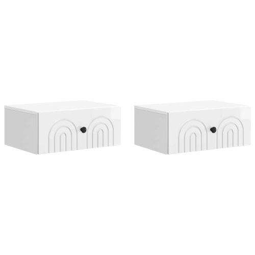 Спален шкаф с монтаж на стена 2 pcs Бял гланц 49 x 34,5 x 20 см