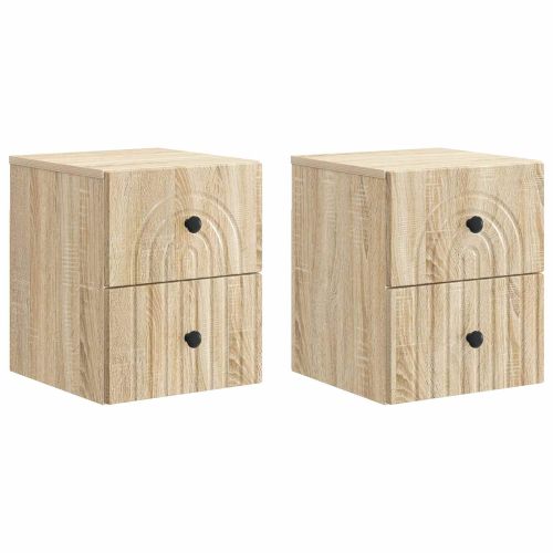 Спален шкаф с монтаж на стена с чекмедже 2 pcs Дъб сонома