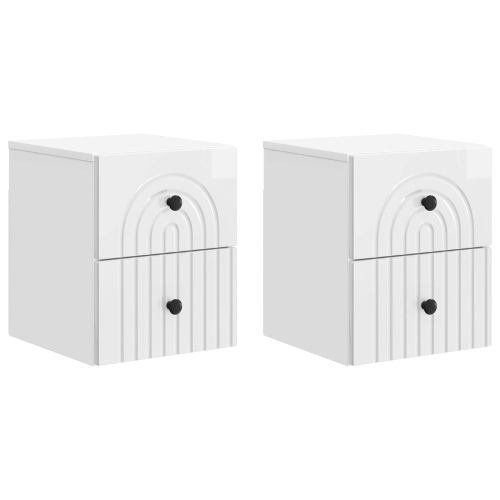 Спален шкаф с монтаж на стена 2 pcs Бял гланц 33 x 34,5 x 40 см