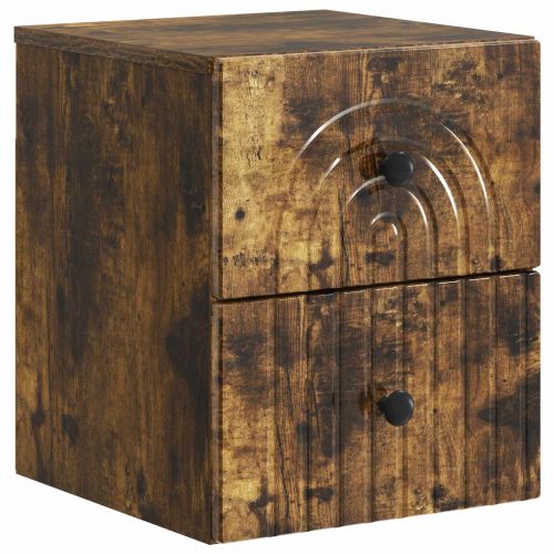 Спален шкаф с монтаж на стена Опушен дъб 33 x 34,5 x 40 см