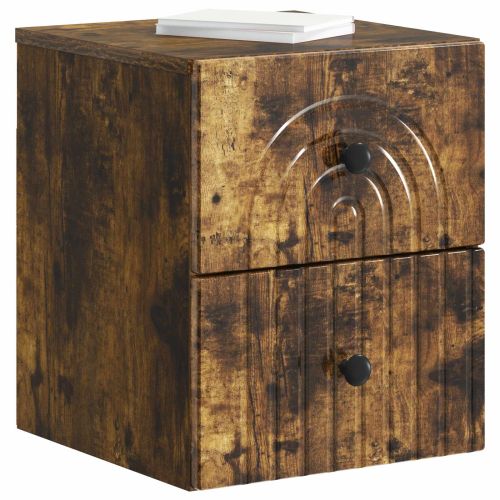 Спален шкаф с монтаж на стена Опушен дъб 33 x 34,5 x 40 см