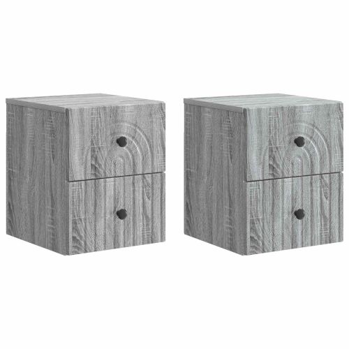 Спален шкаф с монтаж на стена с чекмедже 2 pcs Сива сонома