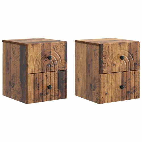 Спален шкаф с монтаж на стена с чекмедже 2 pcs Старо дърво