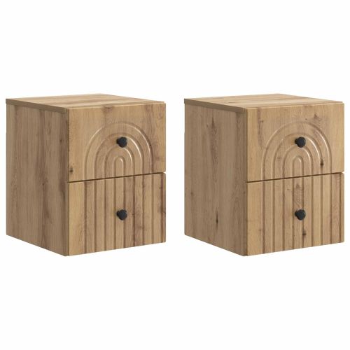 Спален шкаф с монтаж на стена с чекмедже 2 pcs Дъб артизан