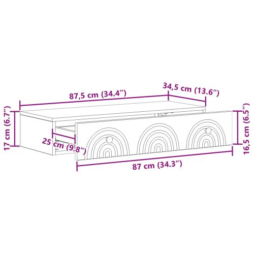 Стенен страничен масичка 87,5 x 34,5 x 17 см Бетонно сиво