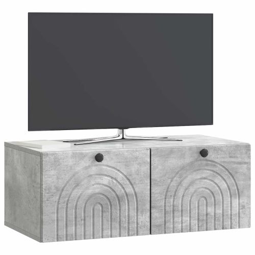 Стенно монтиран ТВ шкаф Бетонно сиво 78,5 x 41 x 30 см
