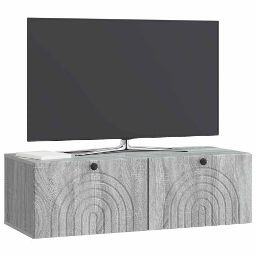 Стенно монтиран ТВ шкаф Сива сонома 99 x 41 x 30 см