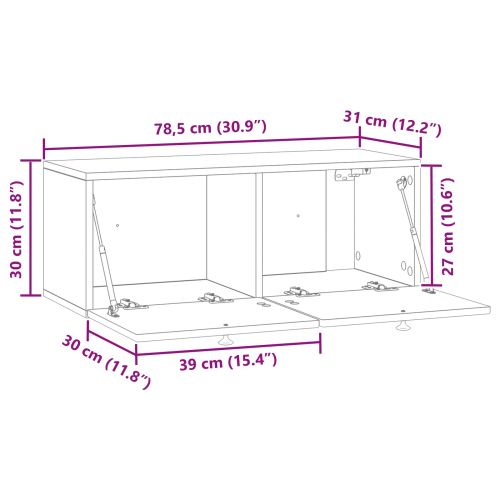 Стенно монтиран ТВ шкаф Черно 78,5 x 31 x 30 см