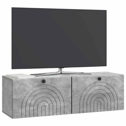 Стенно монтиран ТВ шкаф Бетонно сиво 98 x 31 x 30 см