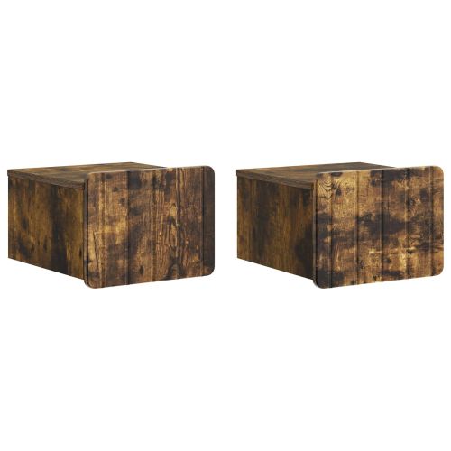 Спален шкаф с монтаж на стена с чекмедже 2 pcs Опушен дъб