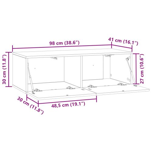 Стенно монтиран ТВ шкаф Опушен дъб 98 x 41 x 30 см