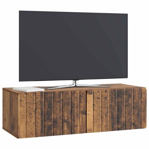 Стенно монтиран ТВ шкаф Старо дърво 98 x 41 x 30 см