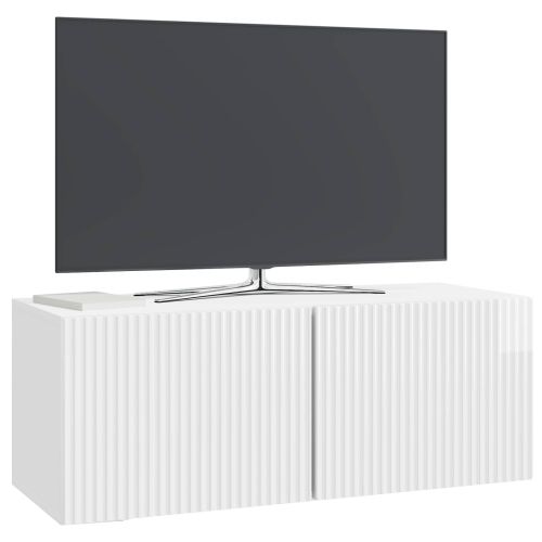 Стенно монтиран ТВ шкаф Бял гланц 78,5 x 31 x 30 см