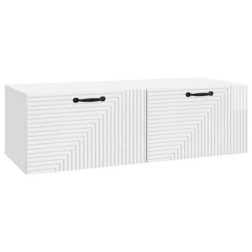 Стенно монтиран ТВ шкаф Бял гланц 98 x 41 x 30 см