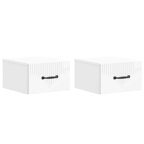 Спален шкаф с монтаж на стена 2 pcs Бял гланц 34,5 x 33 x 20 см