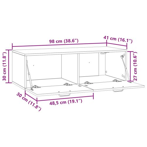 Стенно монтиран ТВ шкаф Опушен дъб 98 x 41 x 30 см