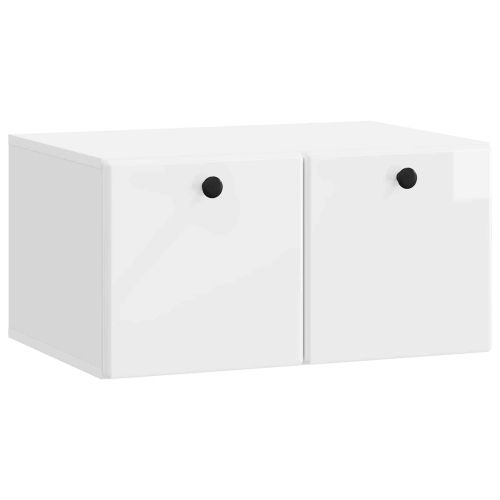 Стенно монтиран ТВ шкаф Бял гланц 59,5 x 41 x 30 см