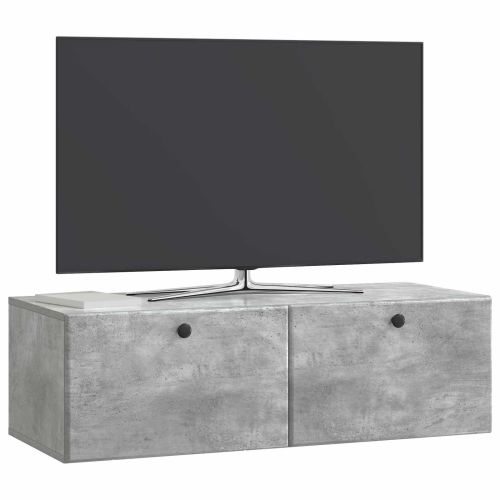 Стенно монтиран ТВ шкаф Бетонно сиво 98 x 41 x 30 см