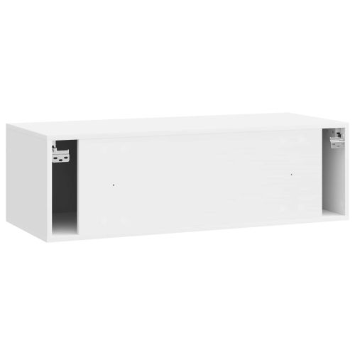 Стенно монтиран ТВ шкаф 98 x 41 x 30 см Бял гланц
