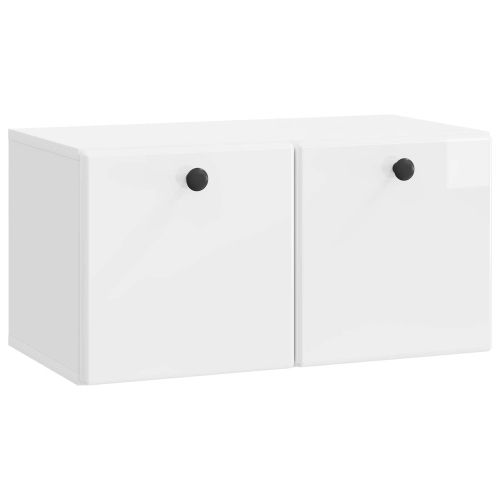 Стенно монтиран ТВ шкаф Бял гланц 59,5 x 31 x 30 см