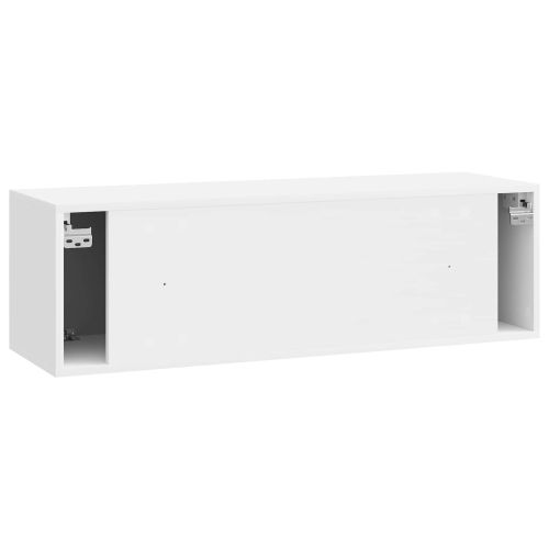 Стенно монтиран ТВ шкаф 98 x 31 x 30 см Бял гланц