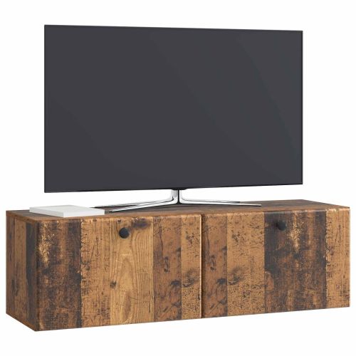 Стенно монтиран ТВ шкаф Старо дърво 98 x 31 x 30 см