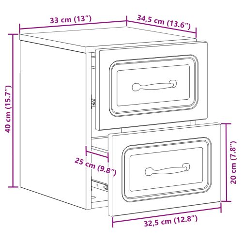 Спален шкаф с монтаж на стена 2 pcs Черно 34,5 x 33 x 40 см