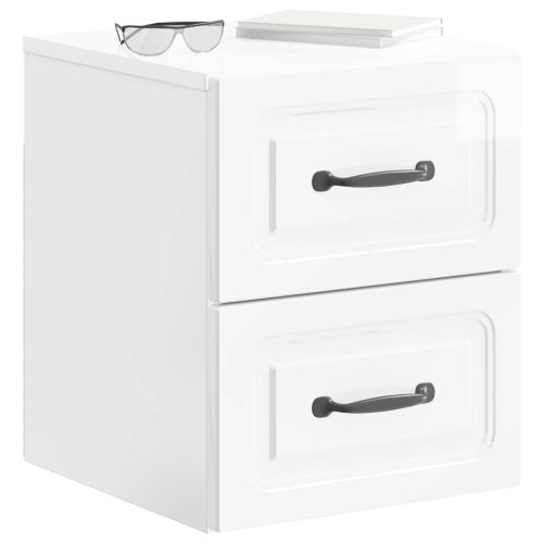Спален шкаф с монтаж на стена 2 pcs Бял гланц 34,5 x 33 x 40 см