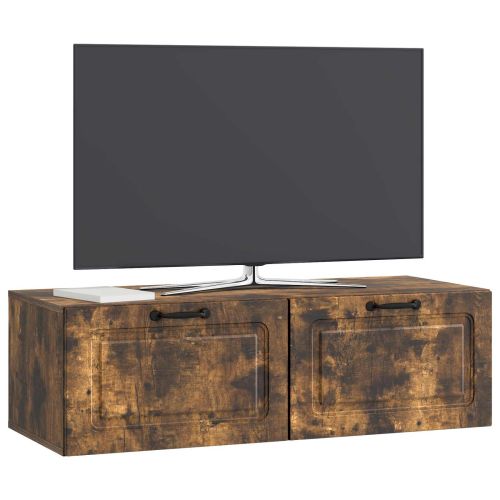 Стенно монтиран ТВ шкаф Опушен дъб 98 x 41 x 30 см
