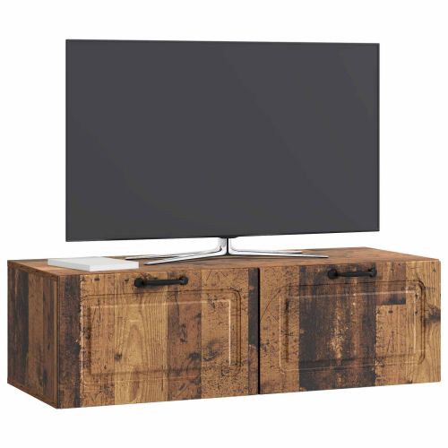 Стенно монтиран ТВ шкаф Старо дърво 98 x 41 x 30 см